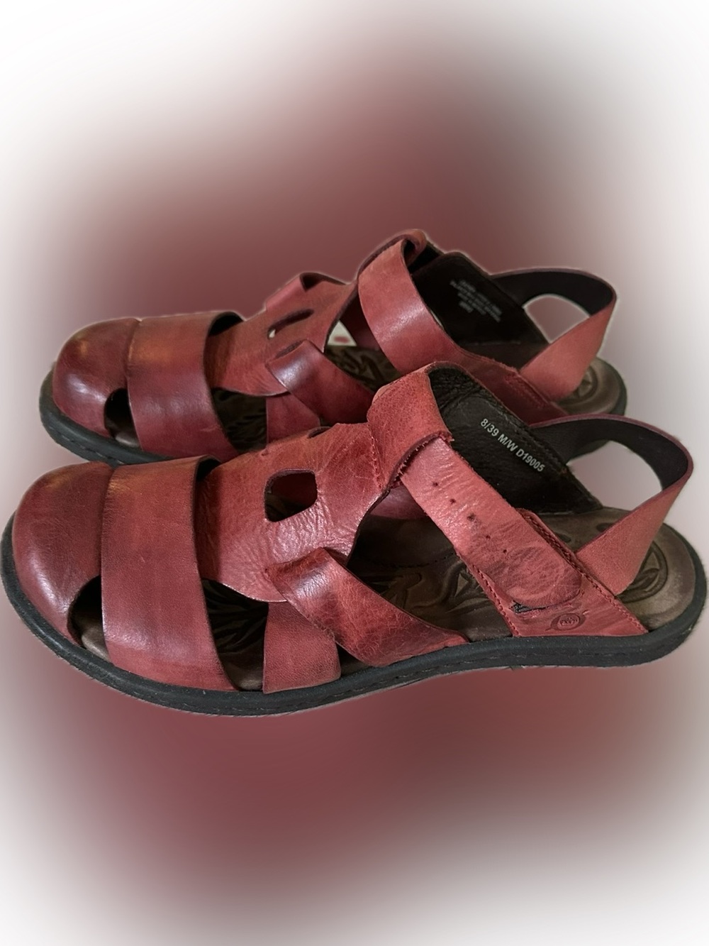 Born Burgundy Suede/Leather Strappy Sandals